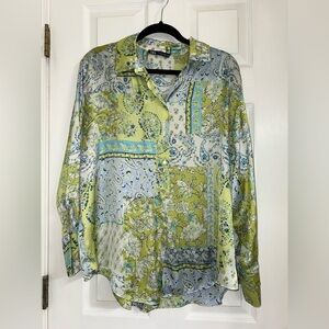 Zara Multicolor Paisley Button Down Shirt